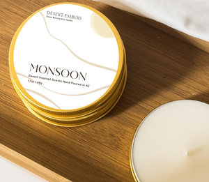 Monsoon Scented Modern Gold Travel-Friendly Candle Tins