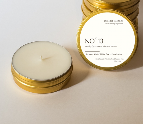 No. 13: Sunday | Modern Gold Travel-Friendly Candle Tin